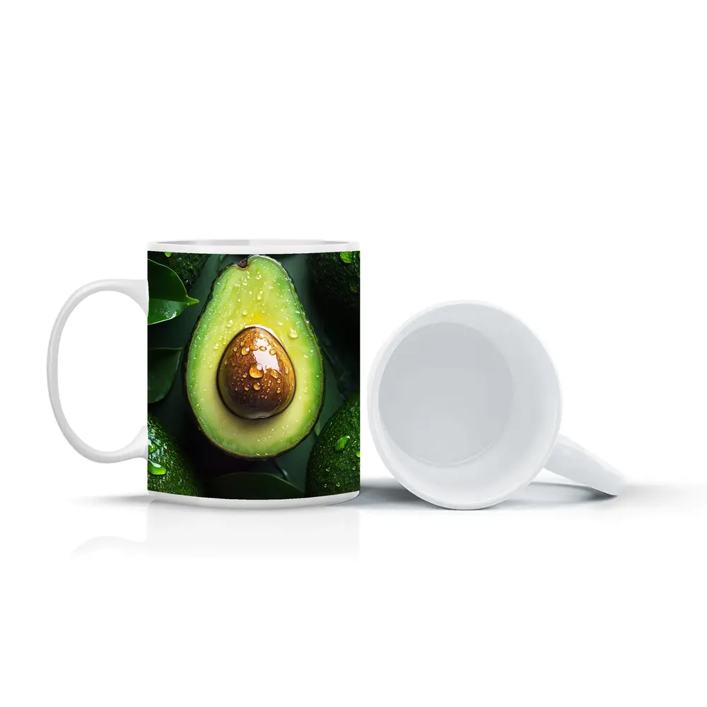 Fresh Avocado Halved With Water Droplets – Mugs