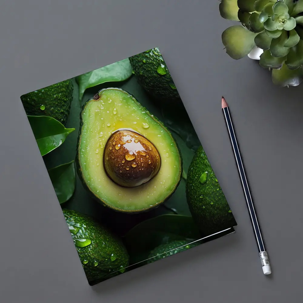 Fresh Avocado Halved With Water Droplets – Notebooks