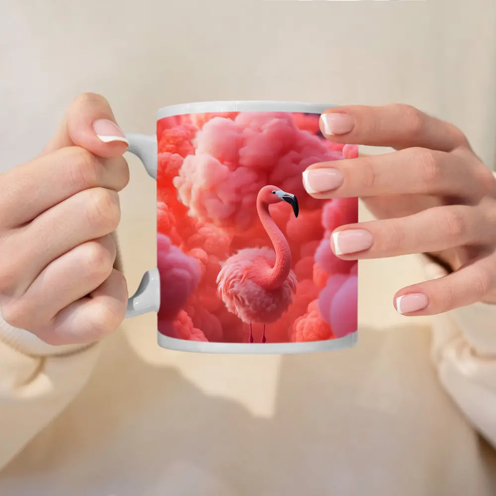 Pink Flamingo Surrounded by Fluffy Pink Clouds – Mugs