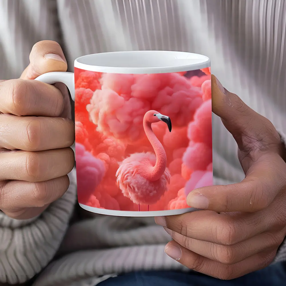 Pink Flamingo Surrounded by Fluffy Pink Clouds – Mugs