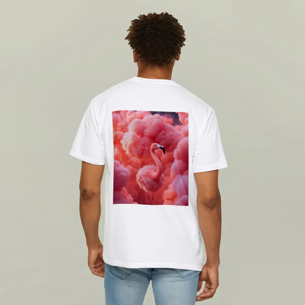 Pink Flamingo Surrounded by Fluffy Pink Clouds – T-Shirts