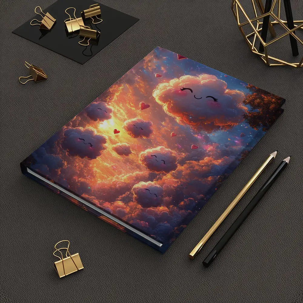 Cute Smiling Clouds Hearts Sunset Sky – Notebooks