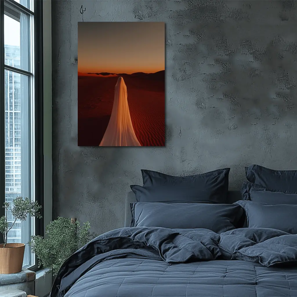 Ghost Figure Walking Desert Sunset Dunes – Wall Art