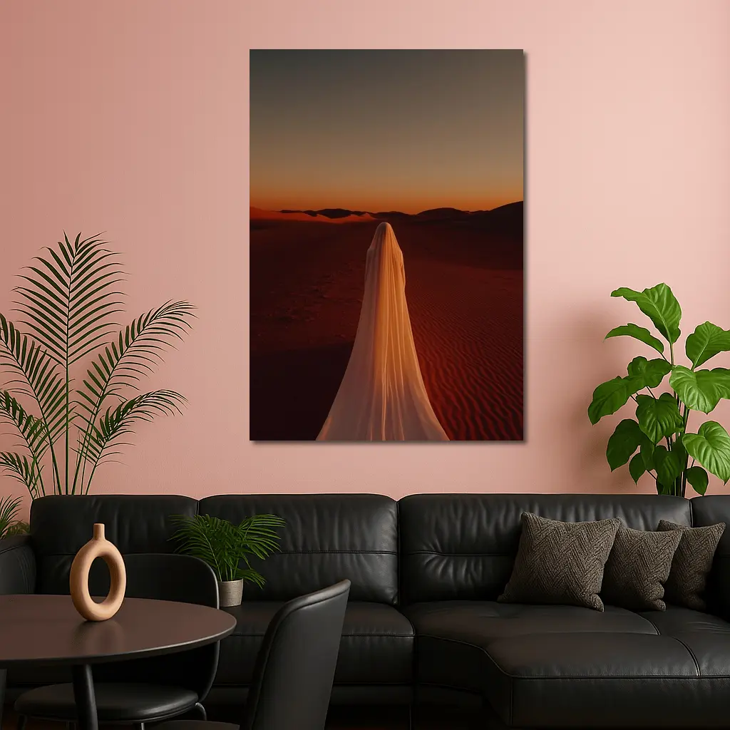 Ghost Figure Walking Desert Sunset Dunes – Wall Art