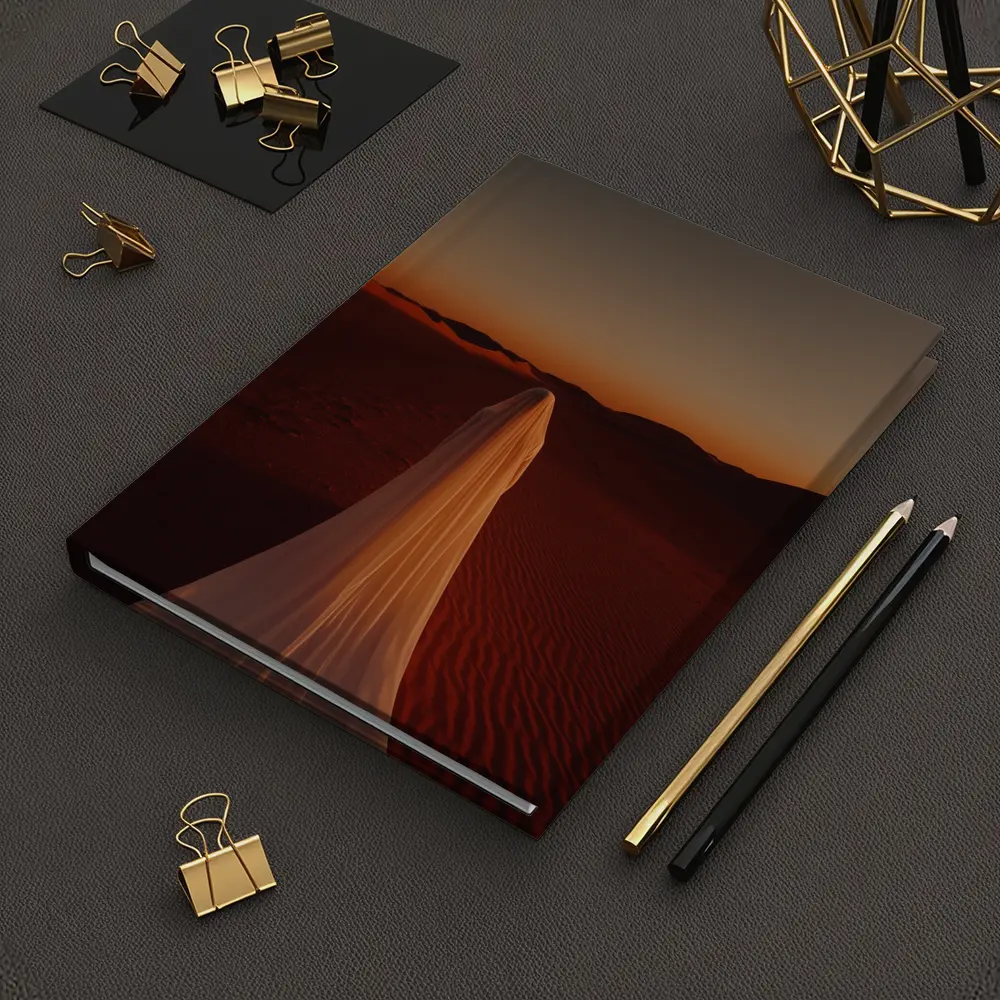 Ghost Figure Walking Desert Sunset Dunes – Notebooks