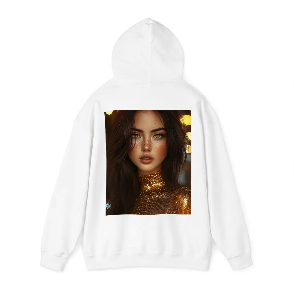 Green Eyed Woman Gold Sequin Bokeh Lights – Hoodies