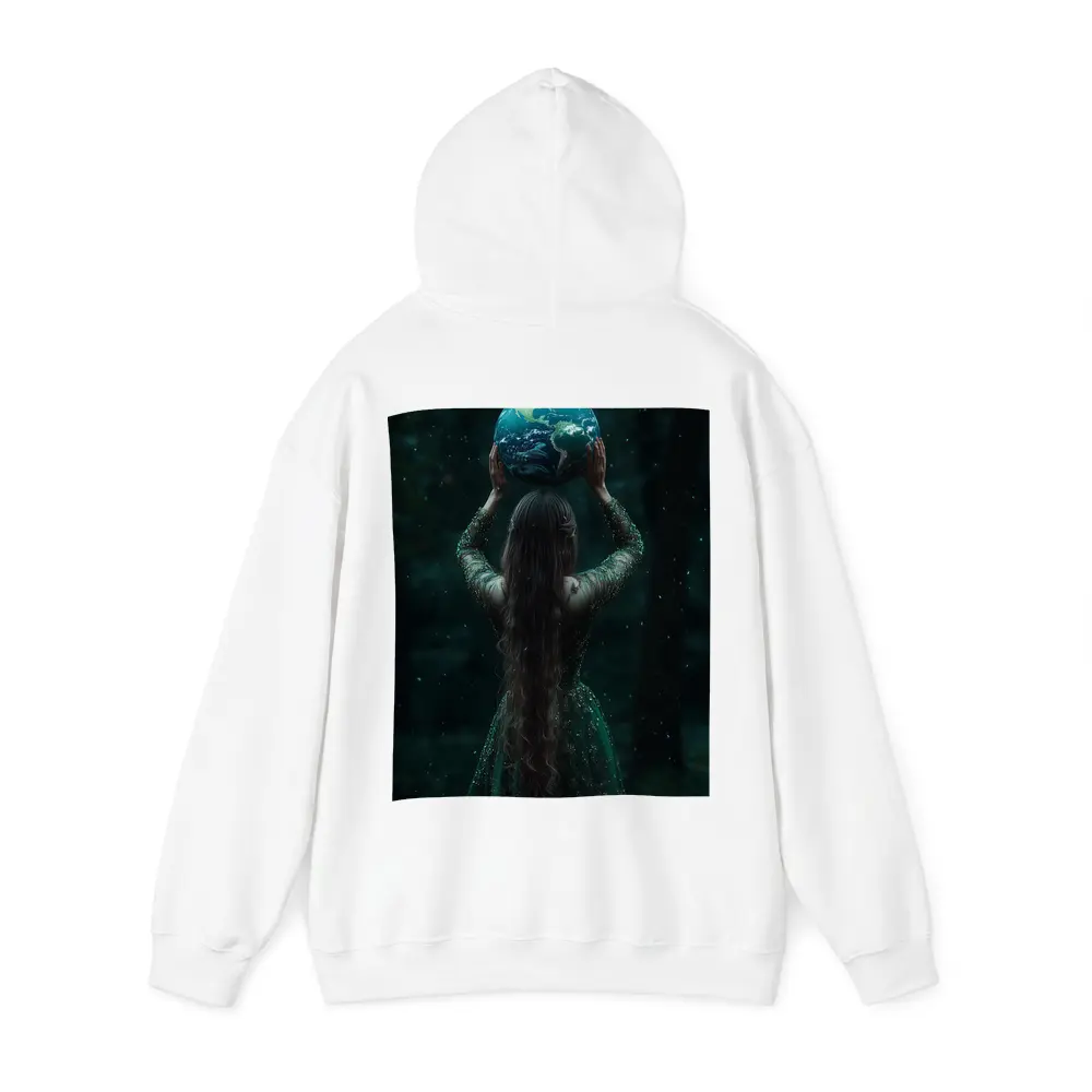 Woman Holding Earth Globe Dark Forest – Hoodies
