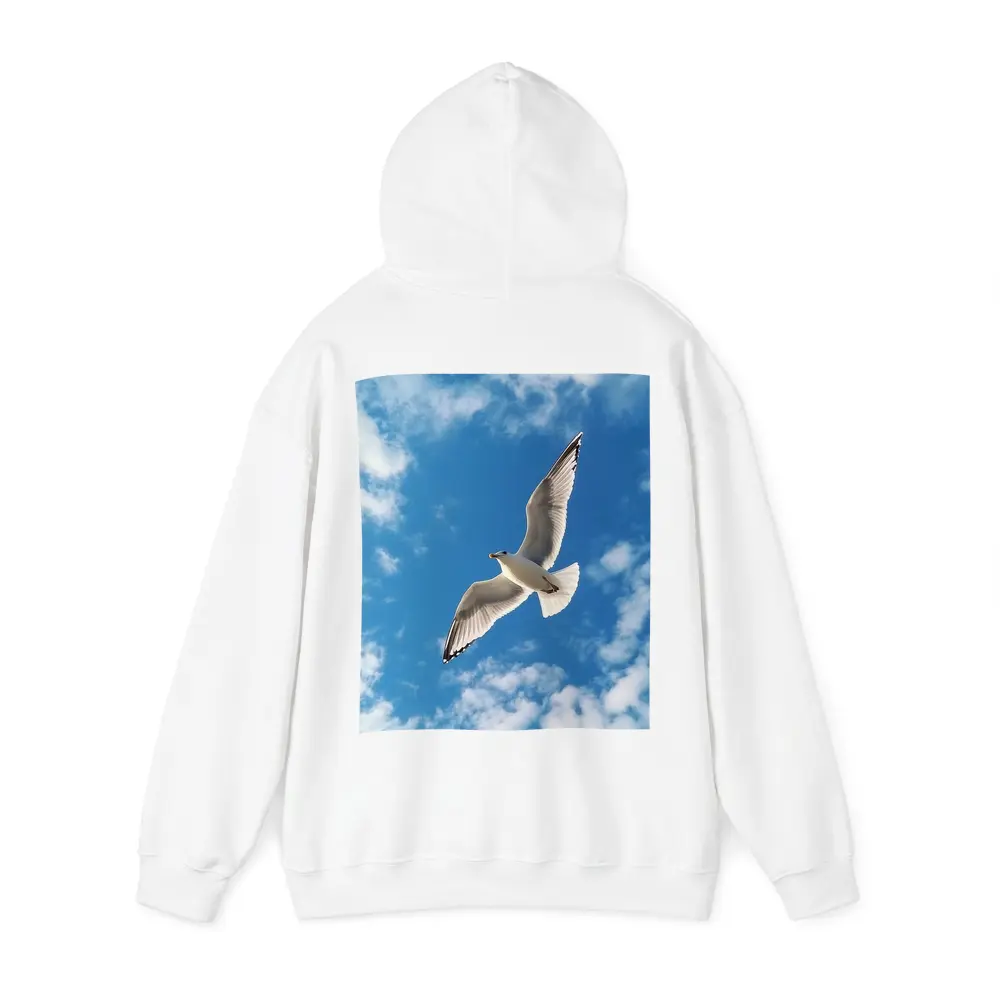 Seagull Flying Against Blue Cloudy Sky – Hoodies