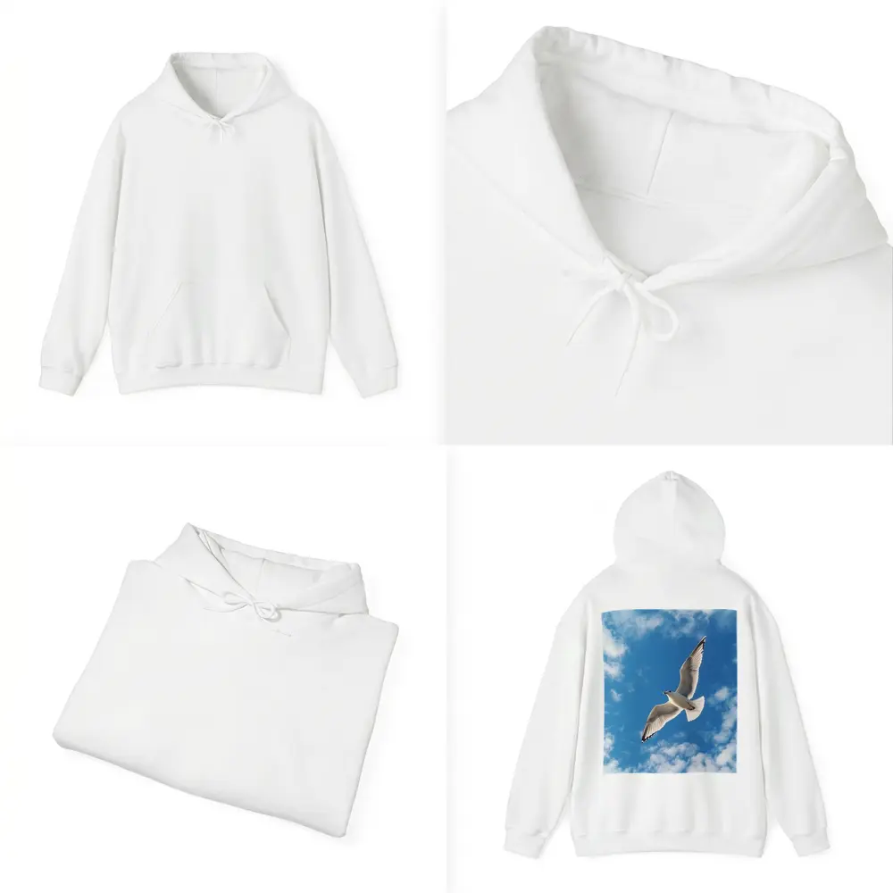 Seagull Flying Against Blue Cloudy Sky – Hoodies