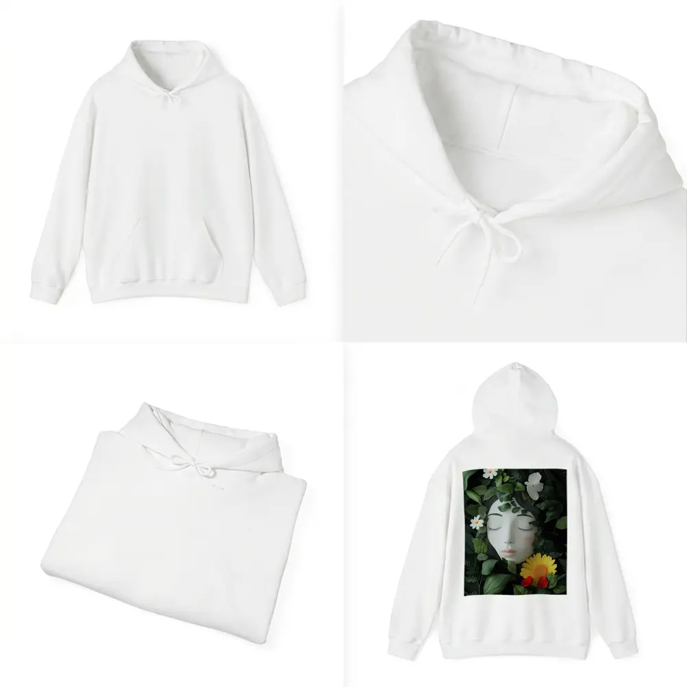 Serene Woman Face Surrounded By Flowers – Hoodies