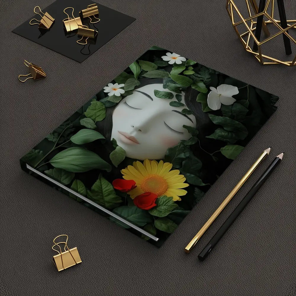 Serene Woman Face Surrounded By Flowers – Notebooks