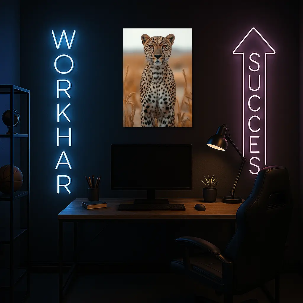 Leopard Standing In Golden Savanna Grass – Wall Art