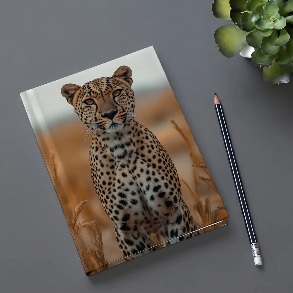 Leopard Standing In Golden Savanna Grass – Notebooks