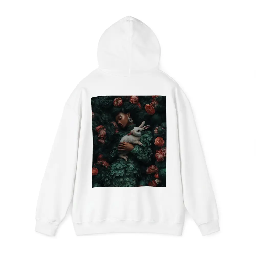 Woman Sleeping With White Rabbit Floral – Hoodies