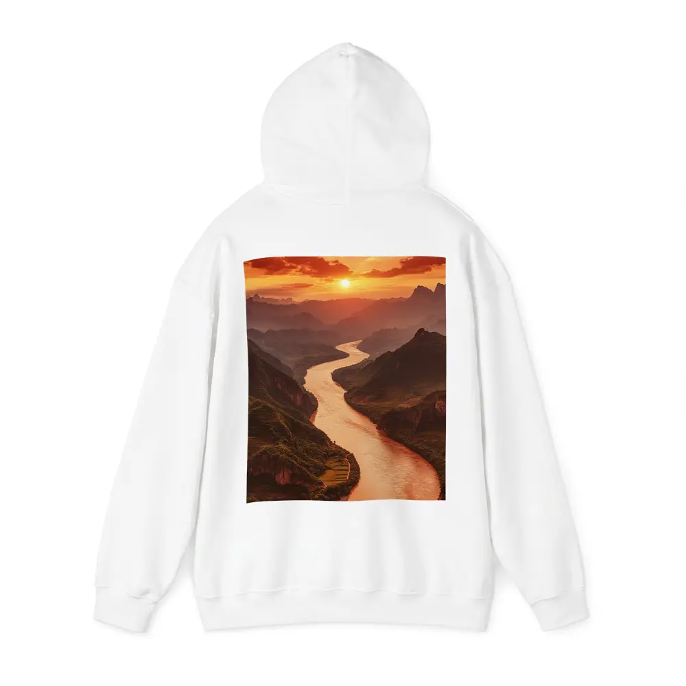 Winding River Valley Sunset Mountain Landscape – Hoodies