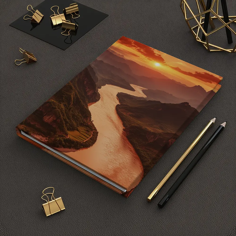 Winding River Valley Sunset Mountain Landscape – Notebooks