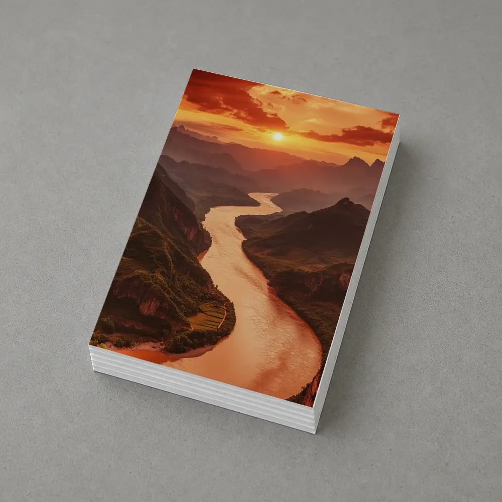 Winding River Valley Sunset Mountain Landscape – Postcards