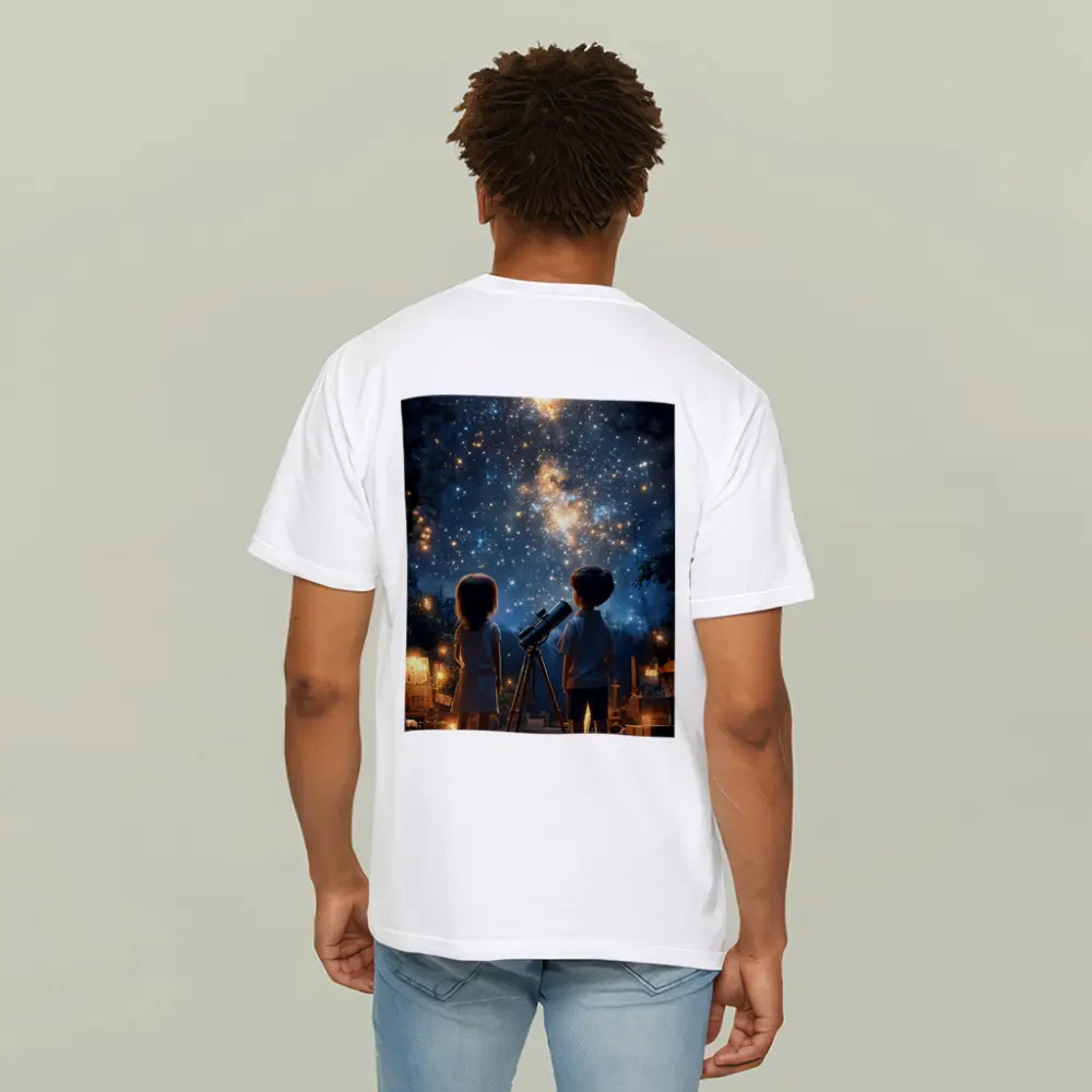 Children Stargazing With Telescope Night Sky – T-Shirts