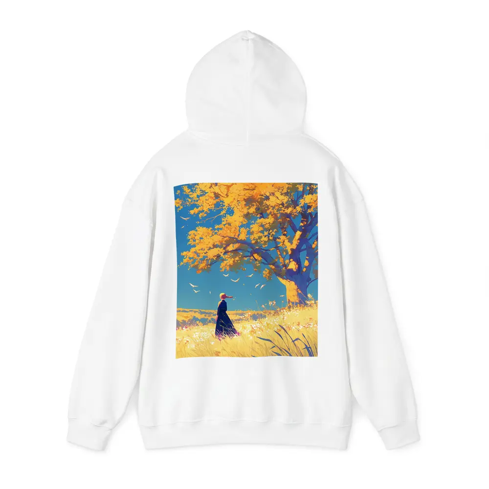 Anime Girl Standing Under Golden Autumn Tree – Hoodies