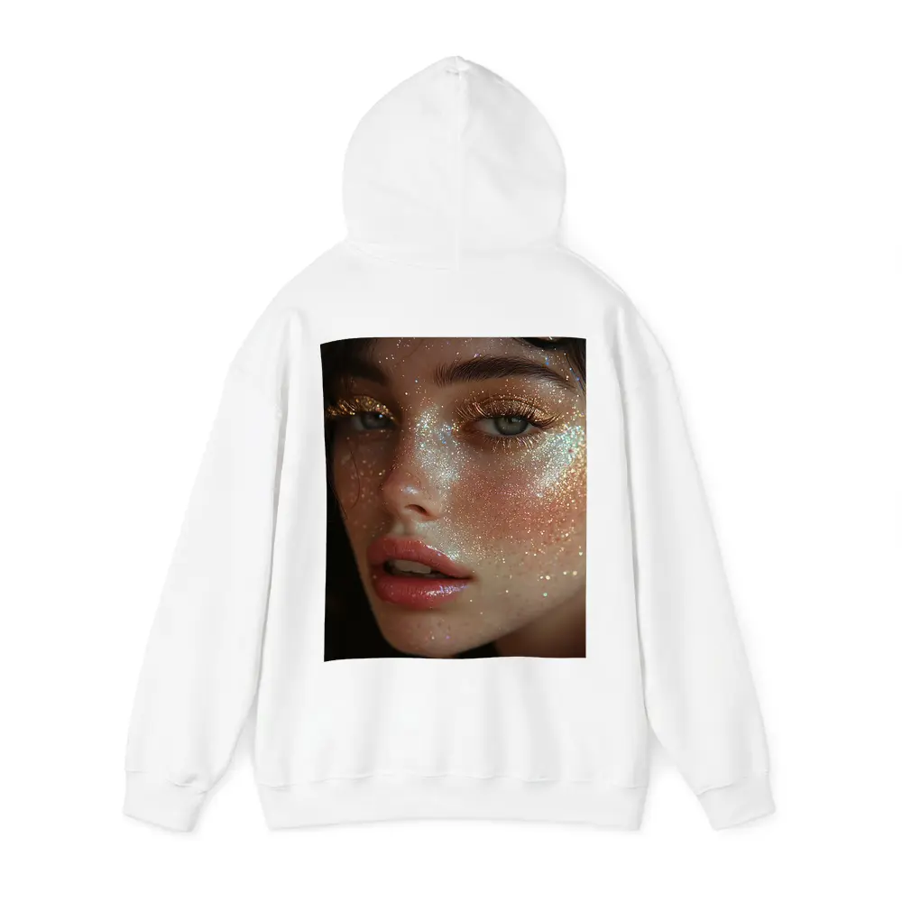 Woman Face Gold Glitter Makeup Close Up – Hoodies