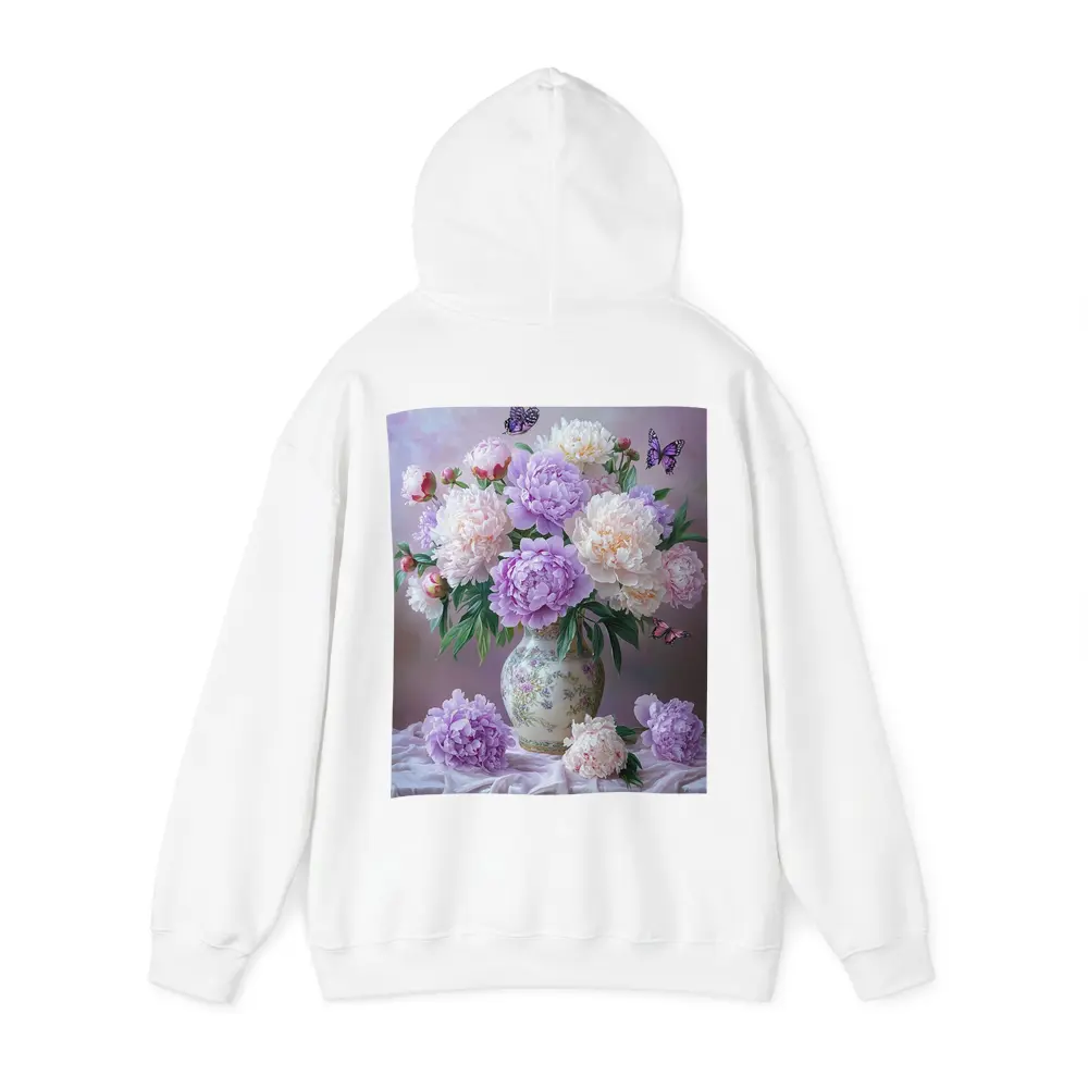 Purple Pink Peonies Vase Butterflies Floral – Hoodies