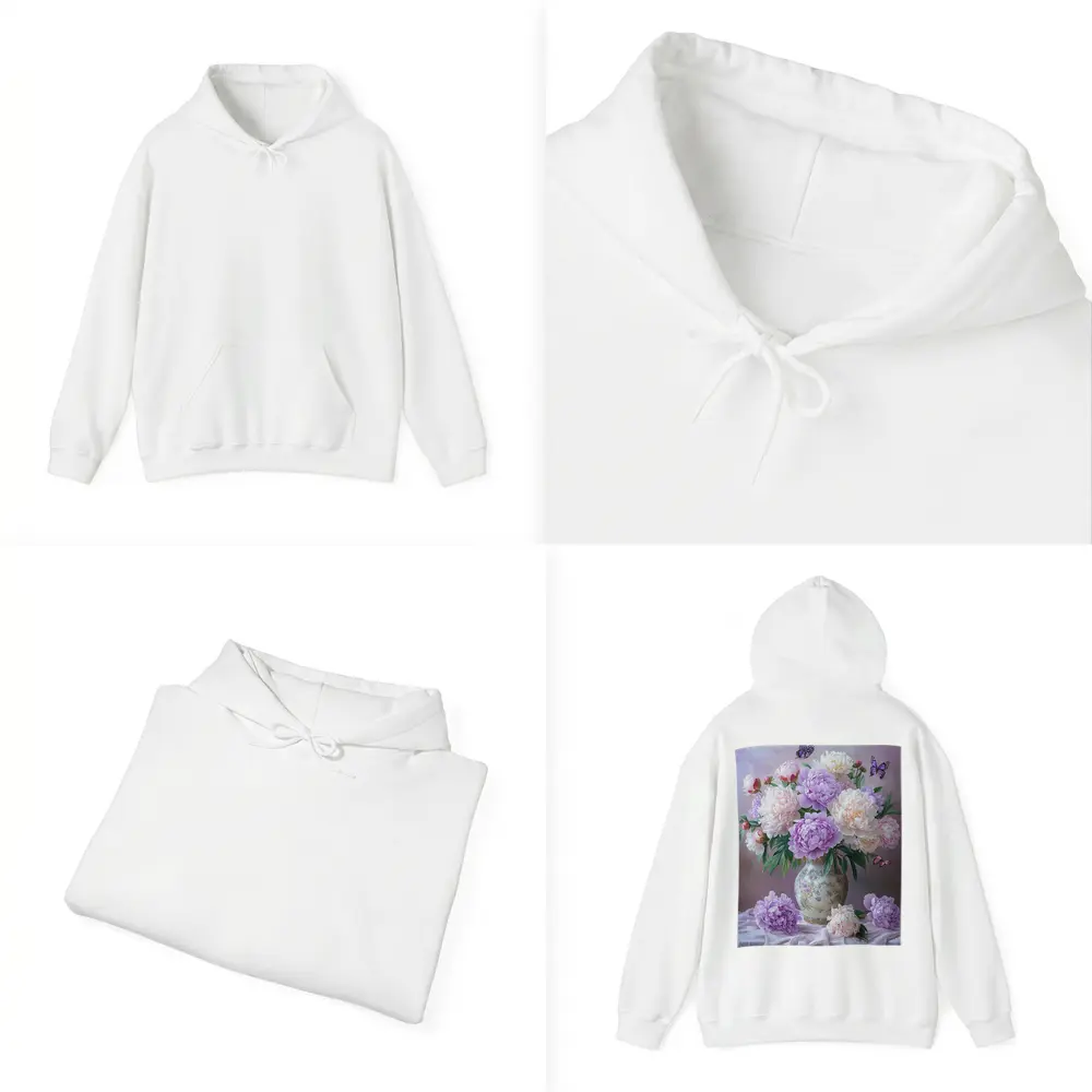 Purple Pink Peonies Vase Butterflies Floral – Hoodies