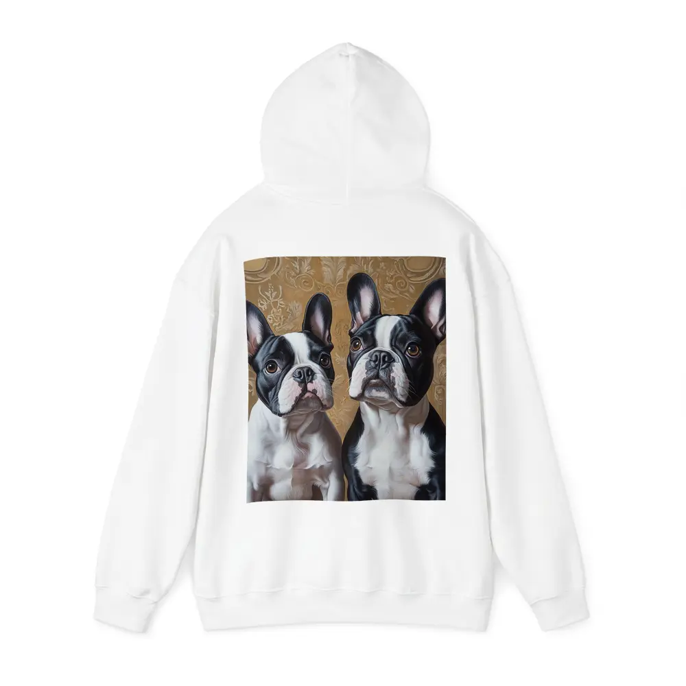 Two French Bulldogs Ornate Gold Background Portrait – Hoodies