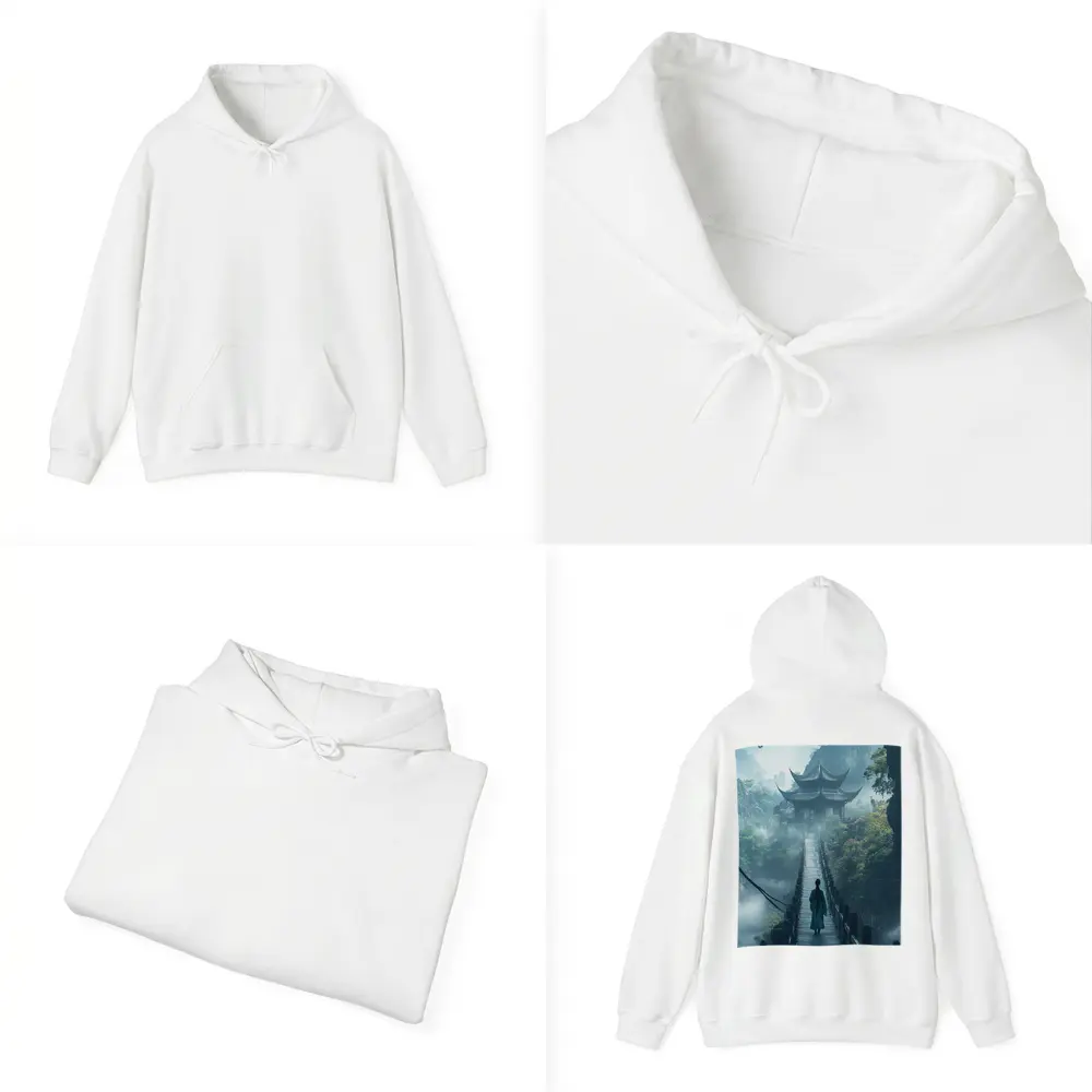 Ancient Chinese Pagoda Misty Mountain Bridge – Hoodies