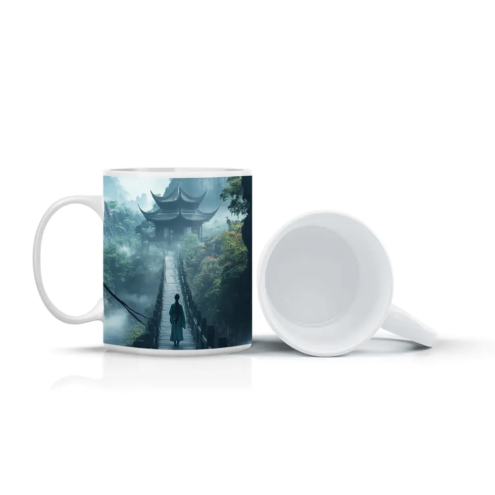 Ancient Chinese Pagoda Misty Mountain Bridge – Mugs