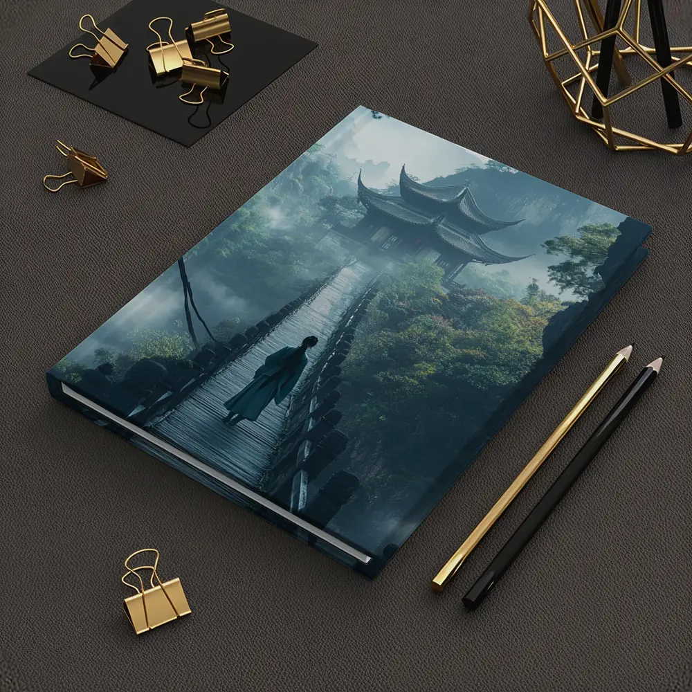 Ancient Chinese Pagoda Misty Mountain Bridge – Notebooks