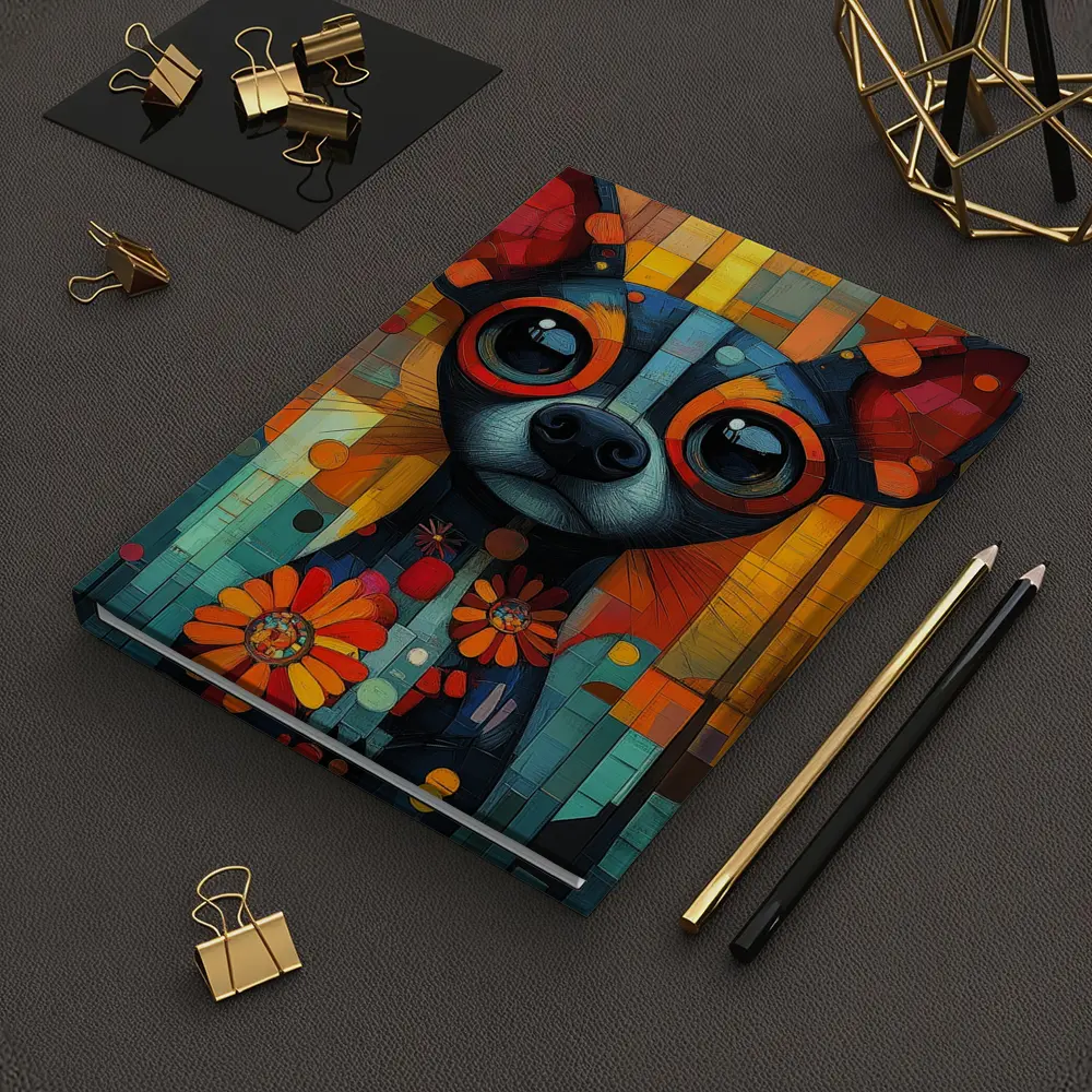 Chihuahua Dog Colorful Mosaic Floral Art – Notebooks