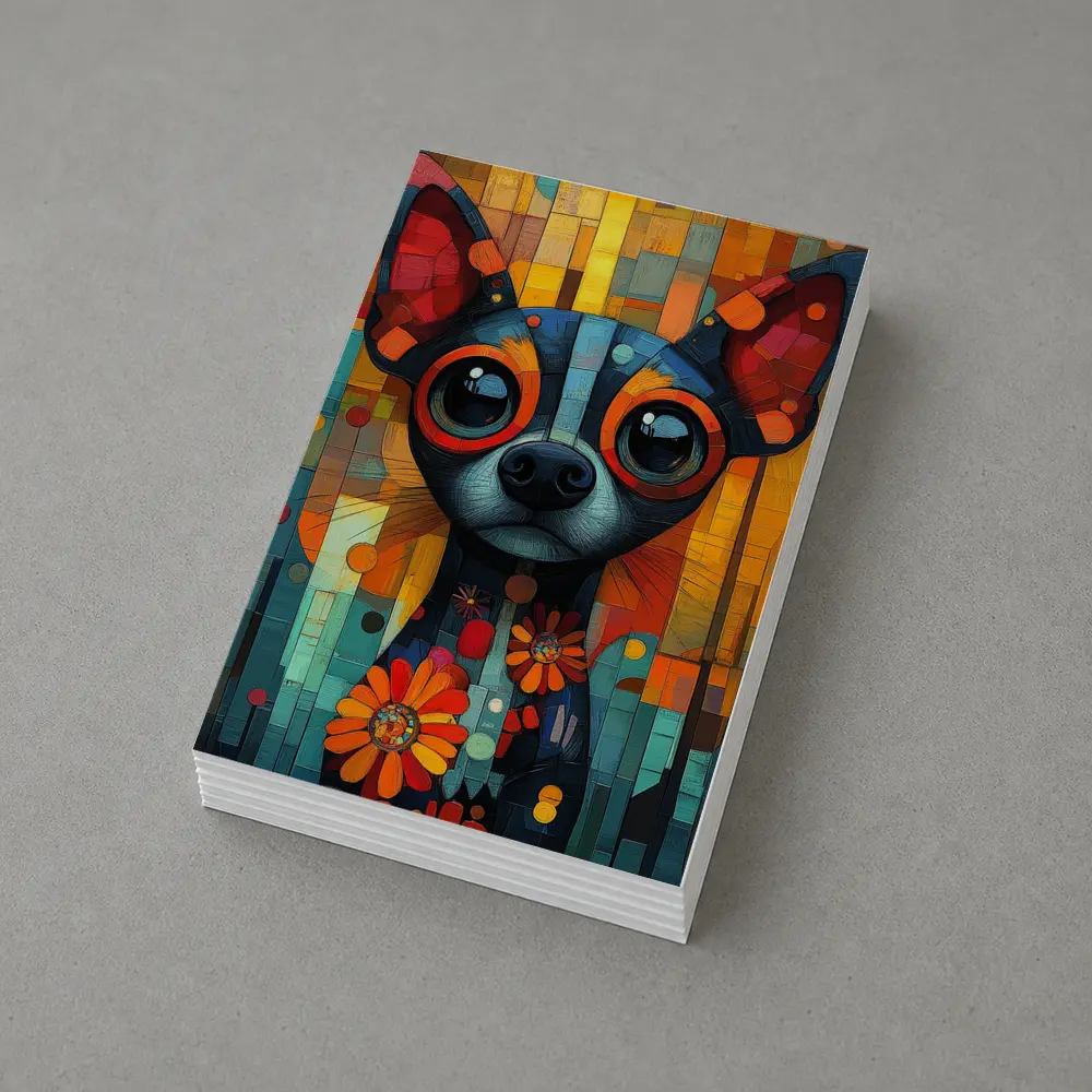 Chihuahua Dog Colorful Mosaic Floral Art – Postcards