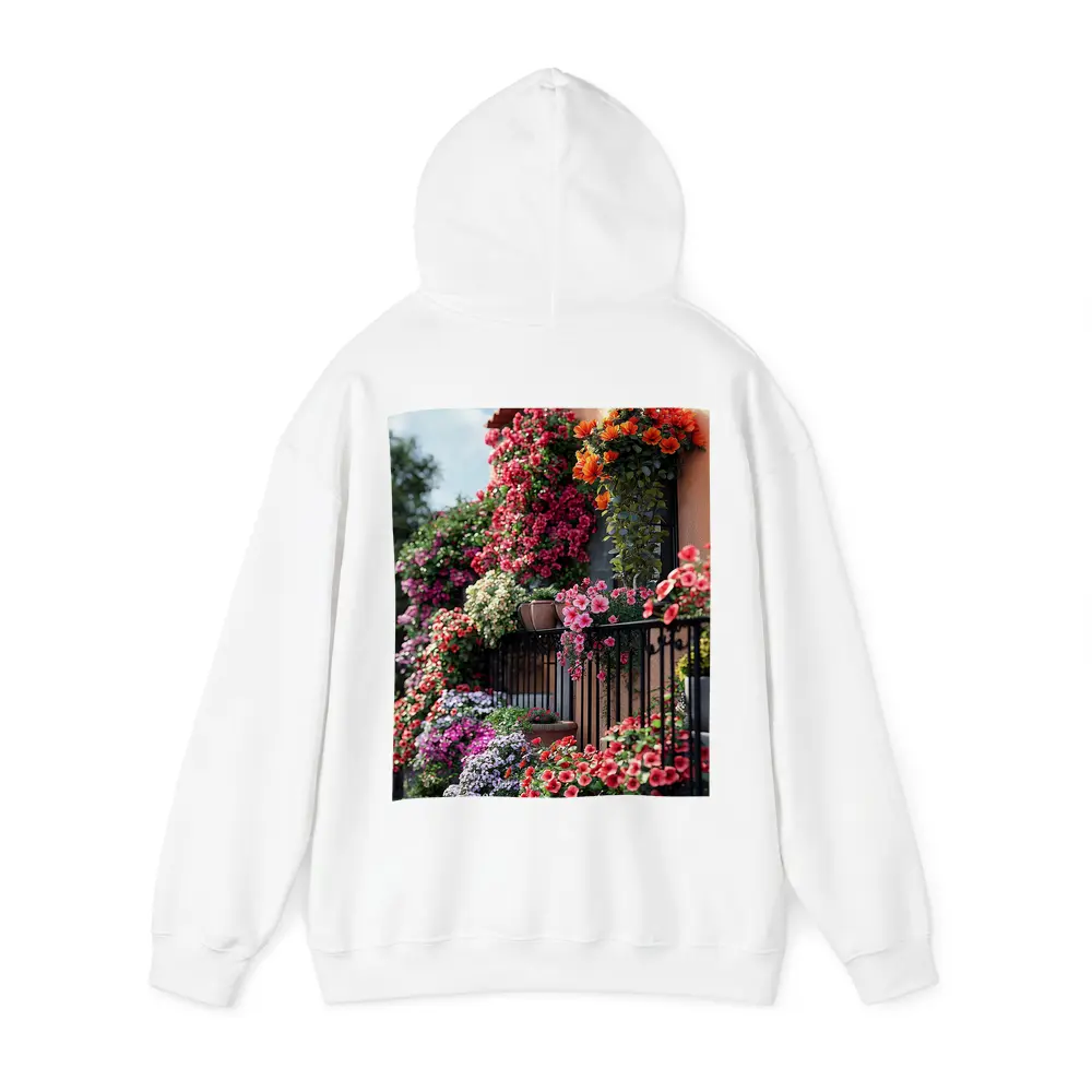 Colorful Flower Garden Balcony Mediterranean House – Hoodies