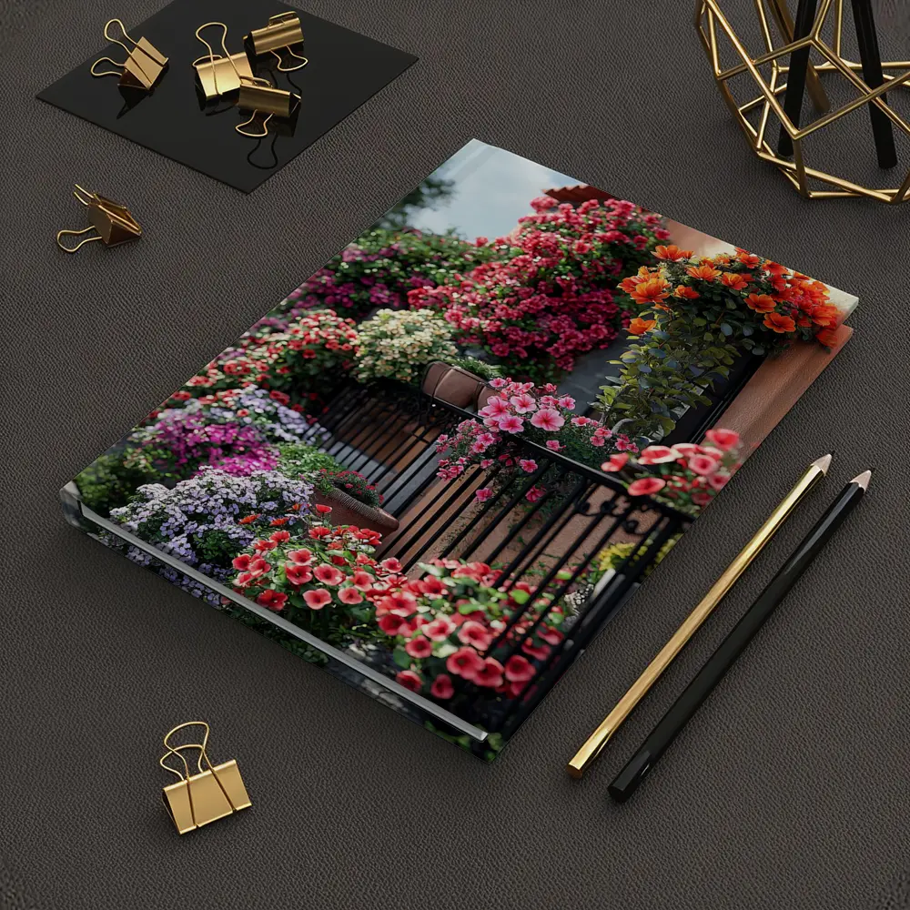Colorful Flower Garden Balcony Mediterranean House – Notebooks