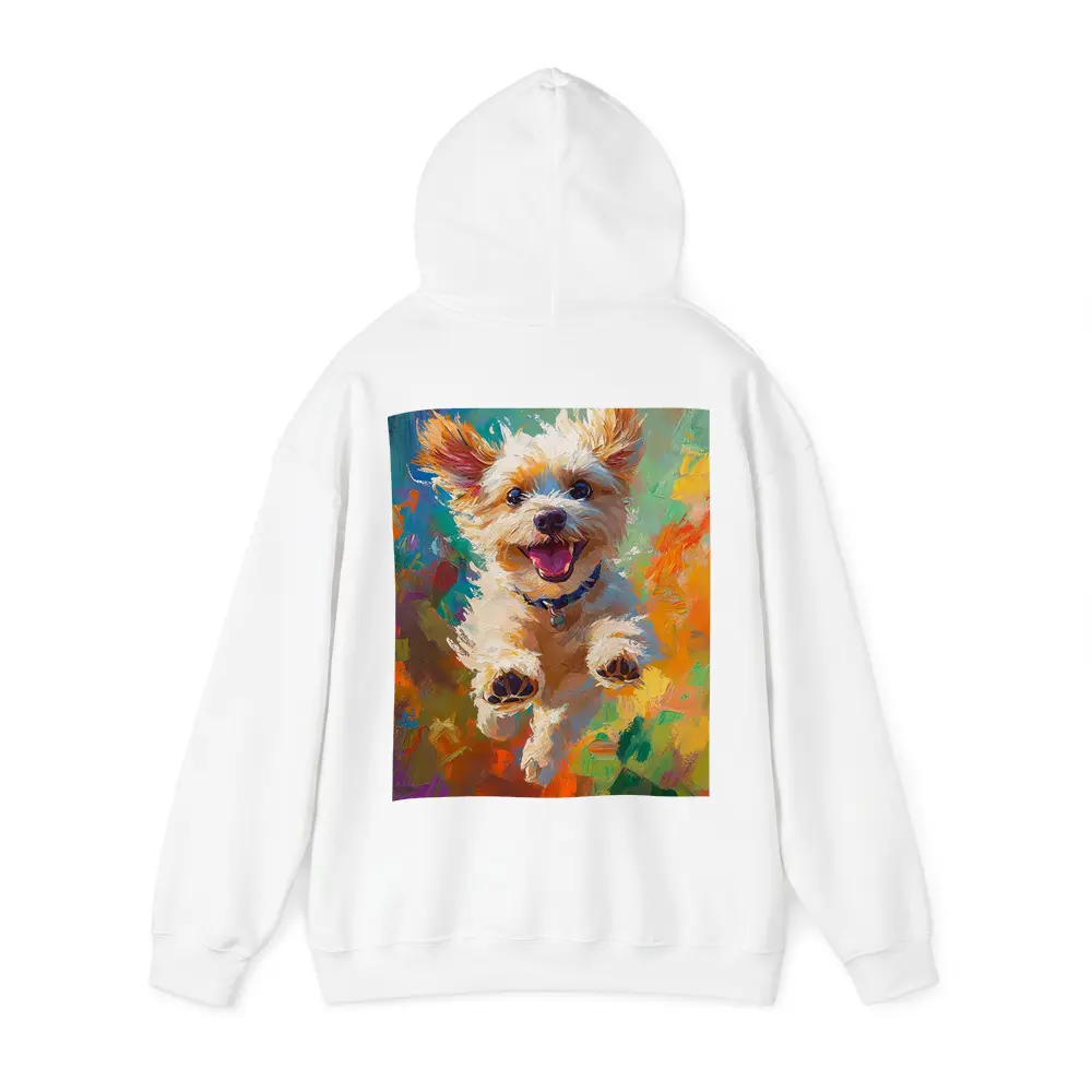 Happy Terrier Dog Jumping Colorful Oil Painting – Hoodies