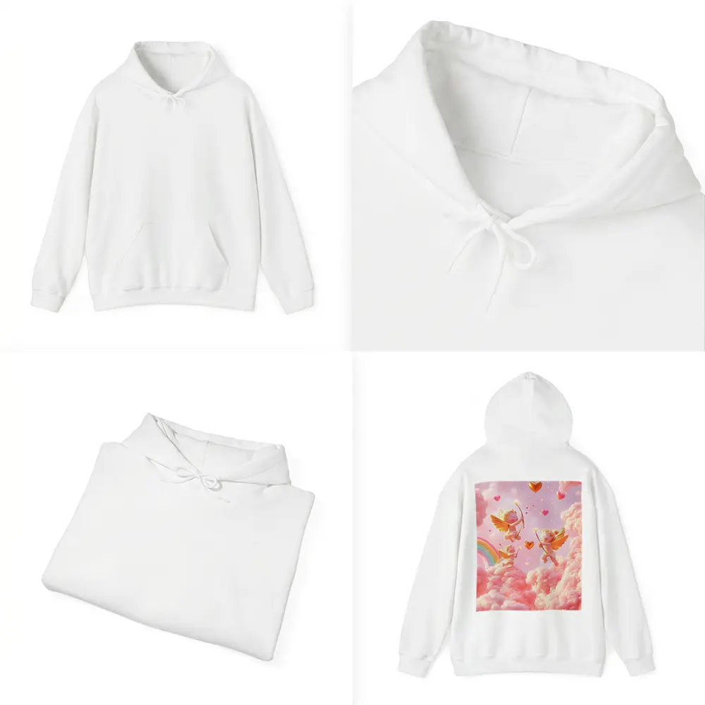 Cute Cupids Flying Over Pink Clouds – Hoodies