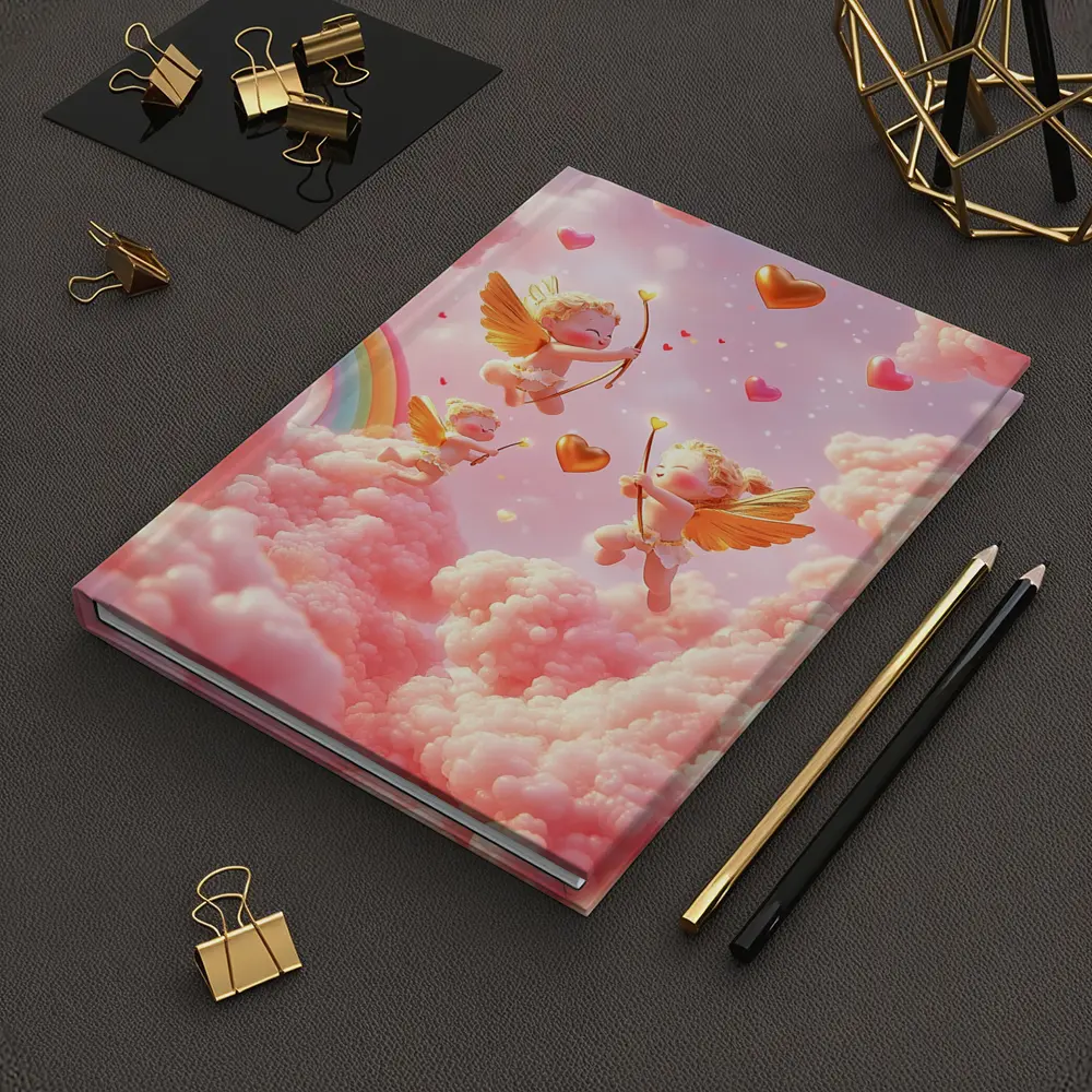 Cute Cupids Flying Over Pink Clouds – Notebooks