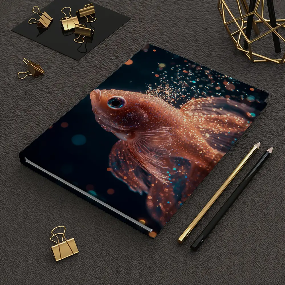 Rose Gold Betta Fish Dark Bokeh Background – Notebooks