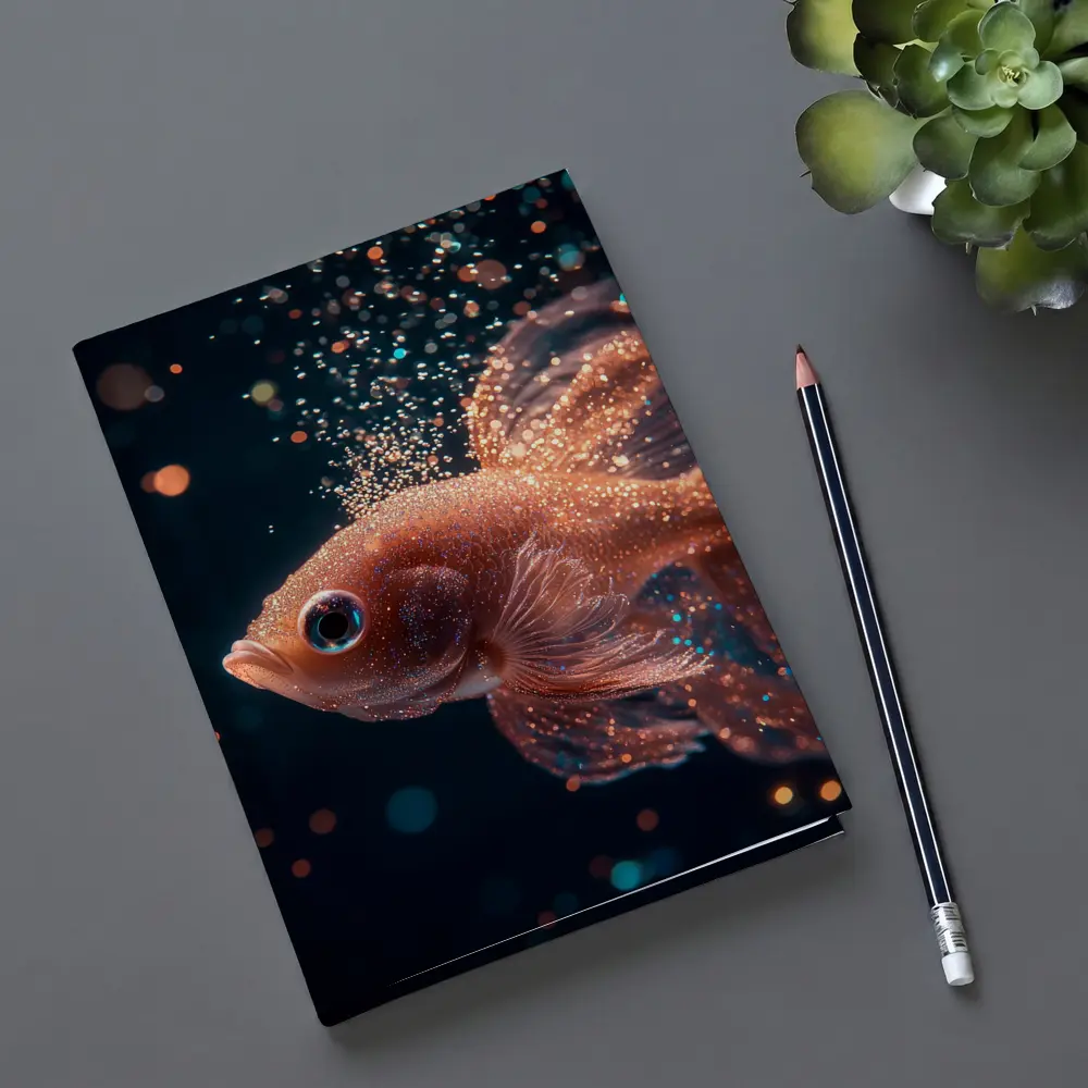 Rose Gold Betta Fish Dark Bokeh Background – Notebooks