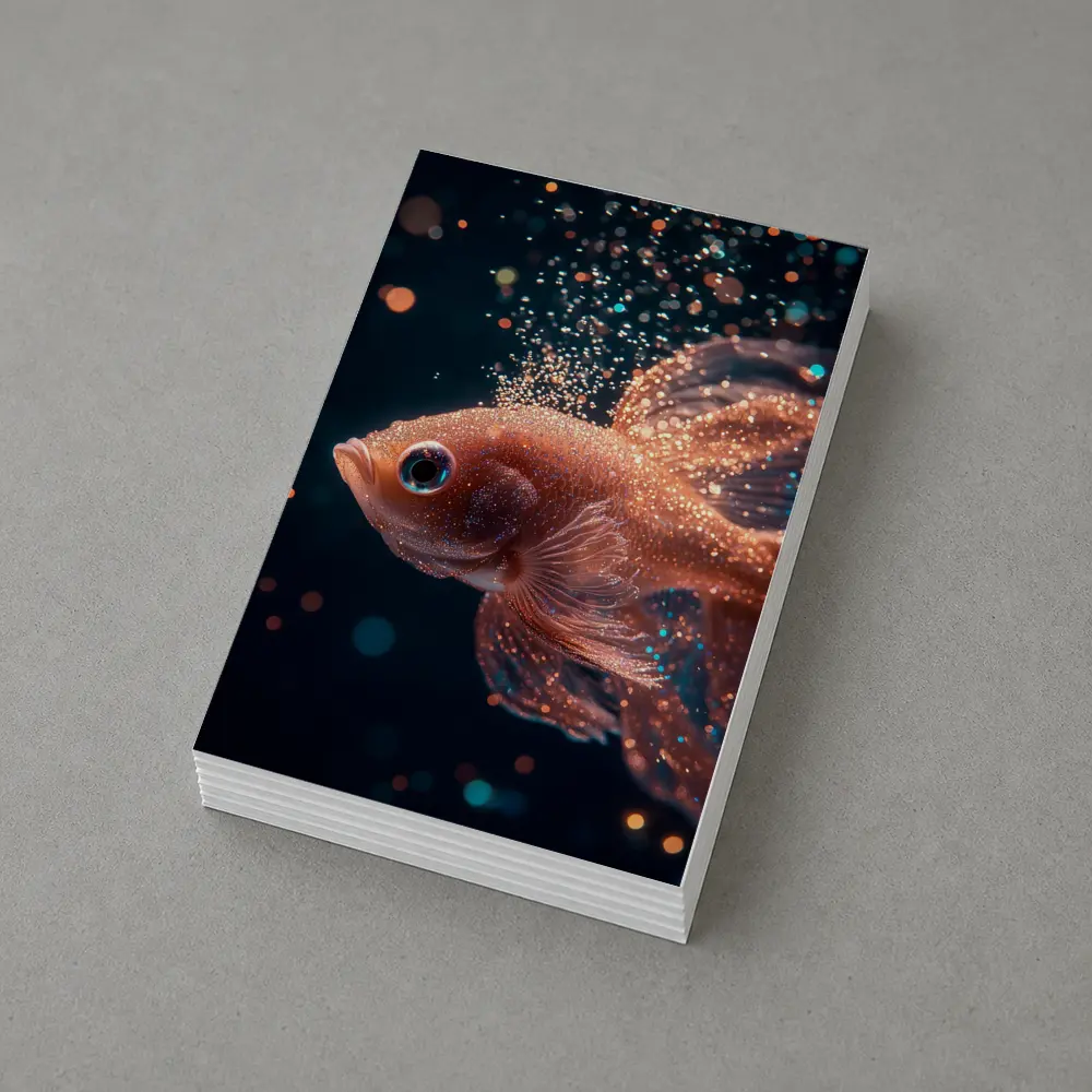 Rose Gold Betta Fish Dark Bokeh Background – Postcards