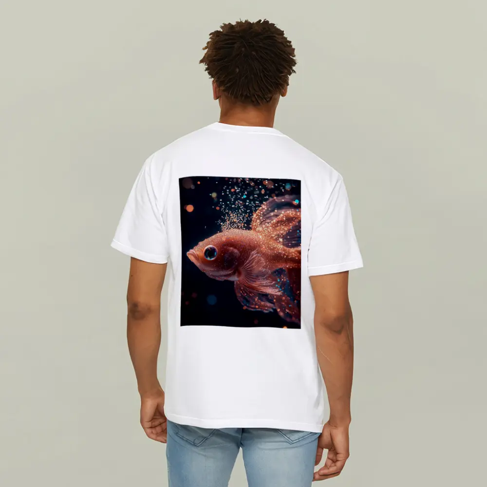 Rose Gold Betta Fish Dark Bokeh Background – T-Shirts