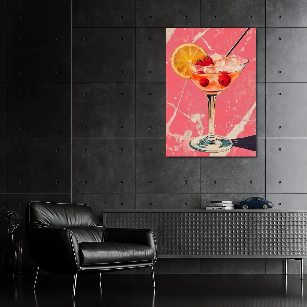 Pink Cocktail Glass Retro Pop Art – Wall Art