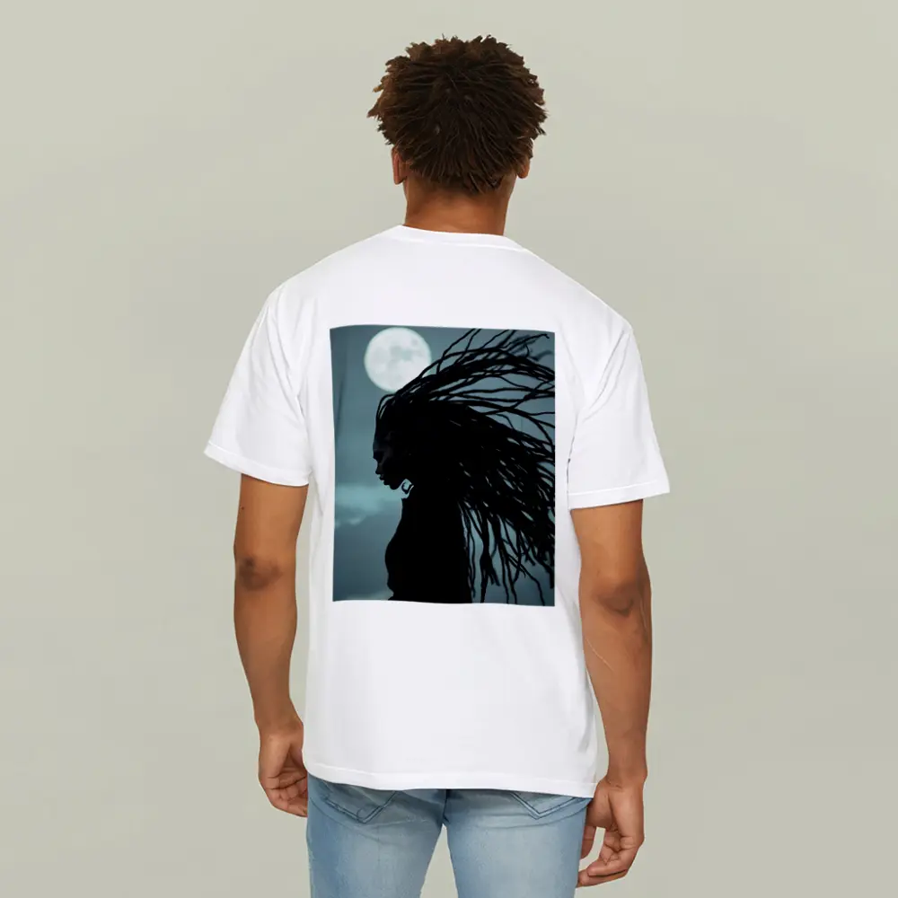 Woman Dreadlocks Wind Full Moon Night – T-Shirts