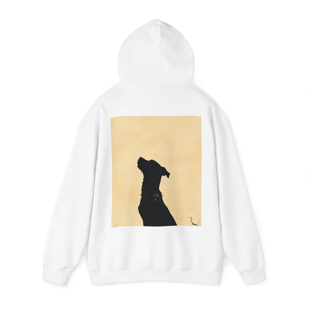 Dog Silhouette Howling Golden Beige Background – Hoodies