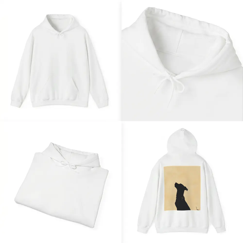Dog Silhouette Howling Golden Beige Background – Hoodies