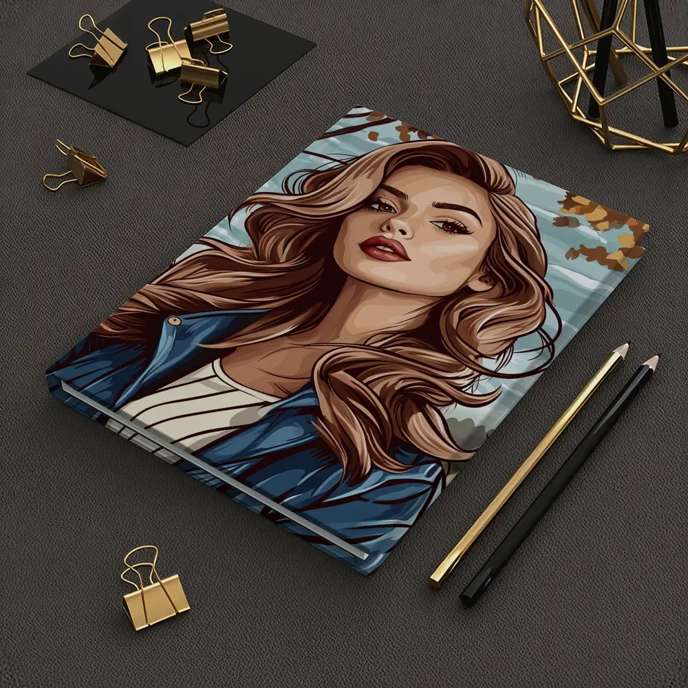 Comic Style Woman Autumn Park Portrait – Notebooks