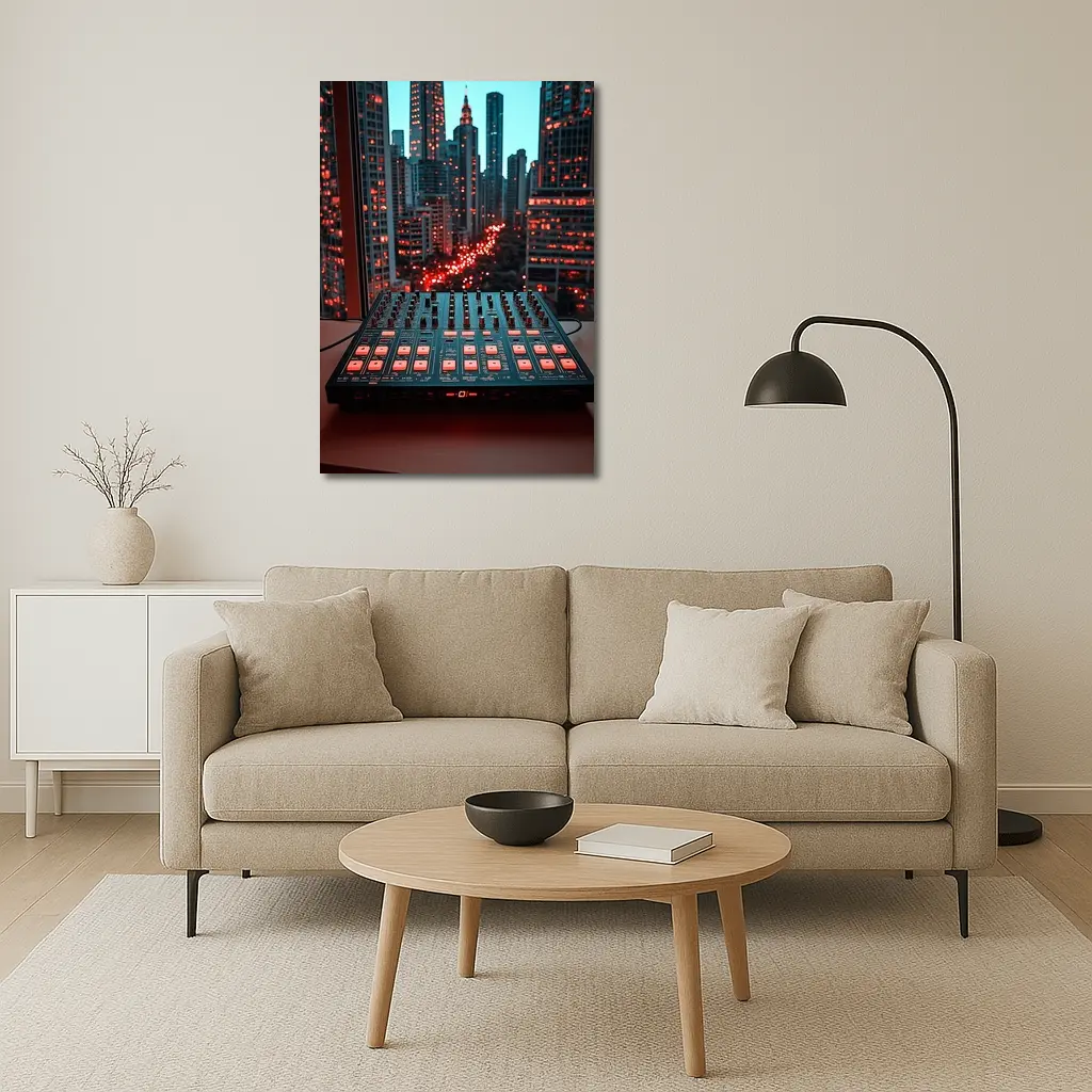 DJ Mixer Controller City Skyline Night – Wall Art