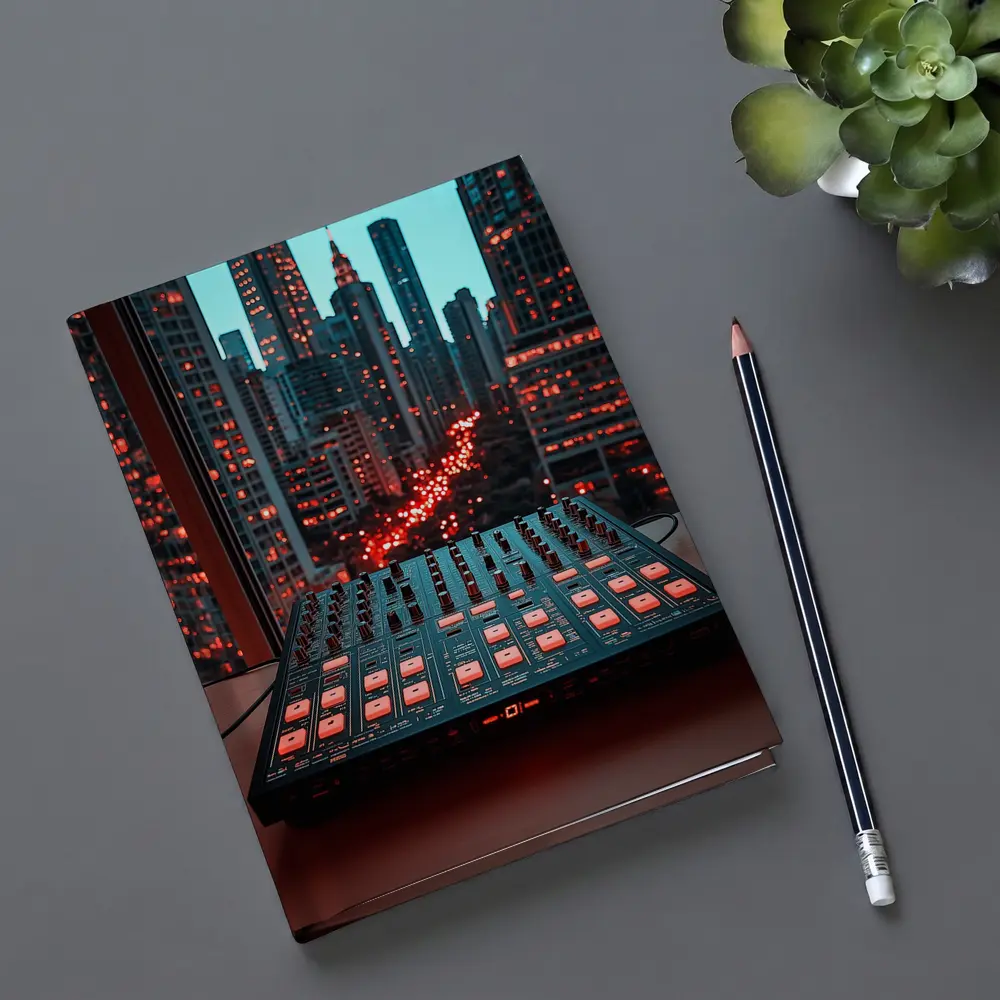 DJ Mixer Controller City Skyline Night – Notebooks