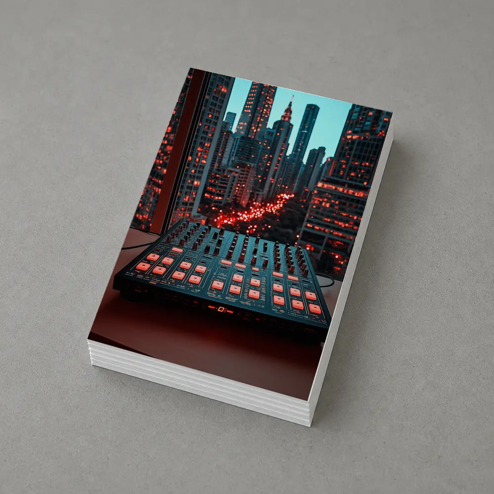 DJ Mixer Controller City Skyline Night – Postcards