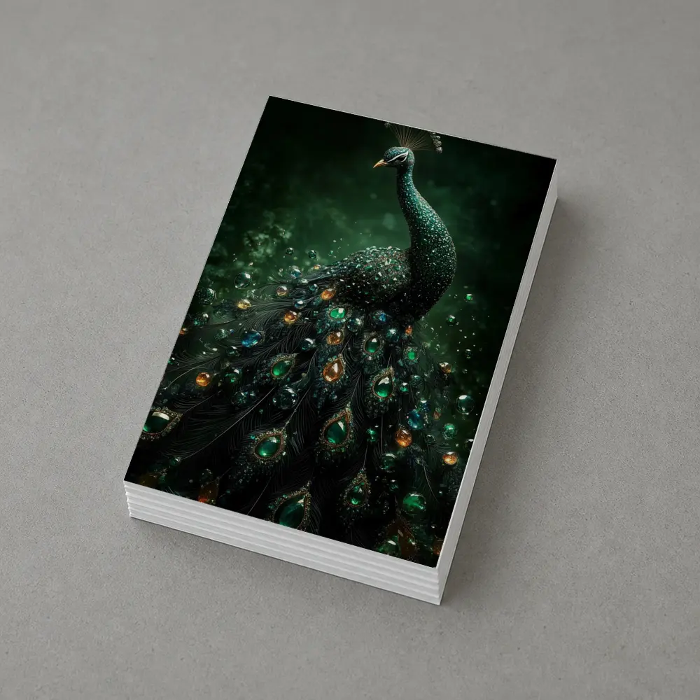 Jeweled Peacock Dark Green Mystical Background – Postcards